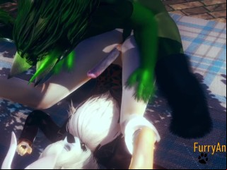 Furry Yaoi 3d - Hideousness Fucks Gibber Coupled With Cums Inside